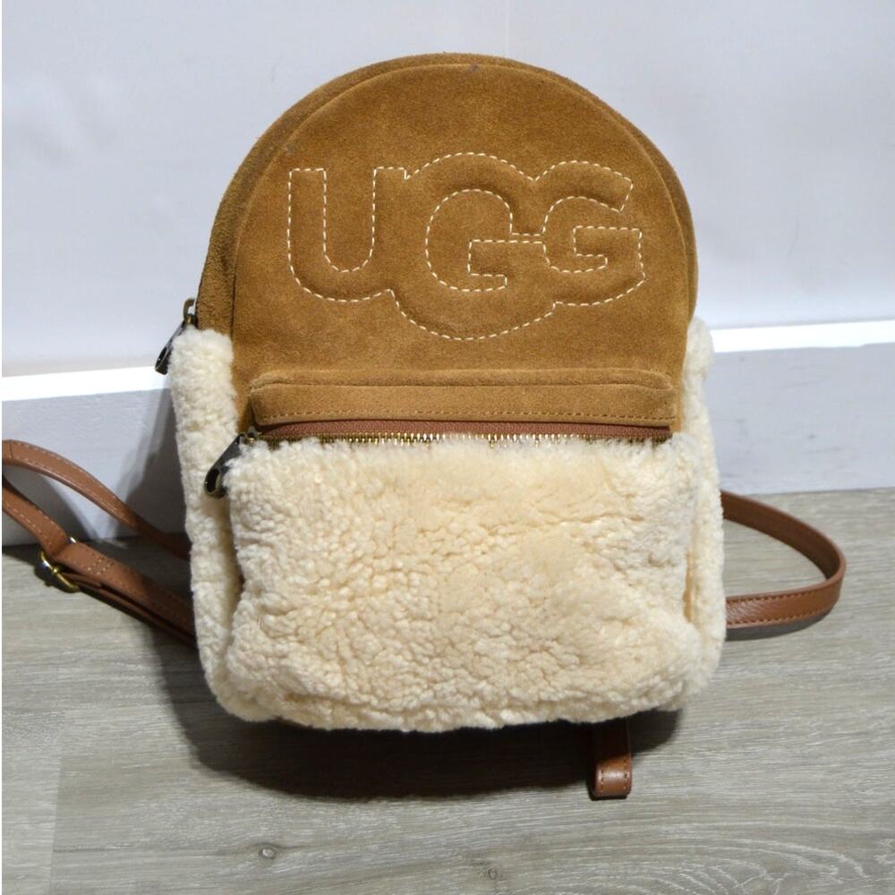 UGG Donnie II Mini Backpack Suede and Sheepskin Cream & Brown